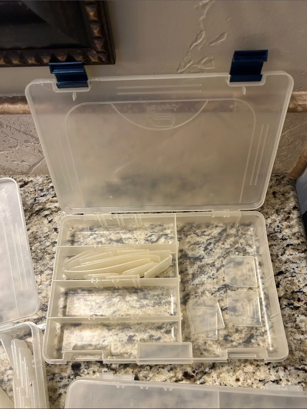 Clear Stackable Storage Boxes with Blue Latches - Set of 3 Multi-Pack